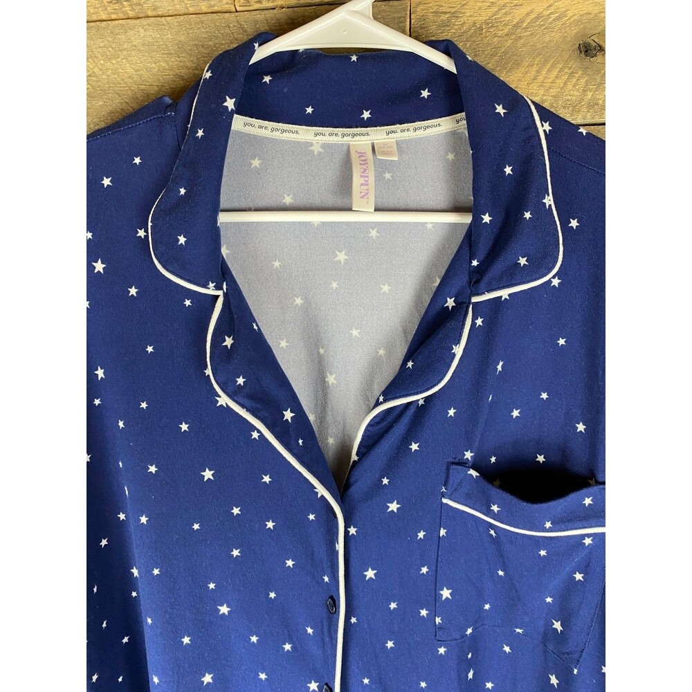Joyspun Women's Plus Sz 3X Sleepwear Set Navy Blue Star Print Polyester - Picture 4 of 16